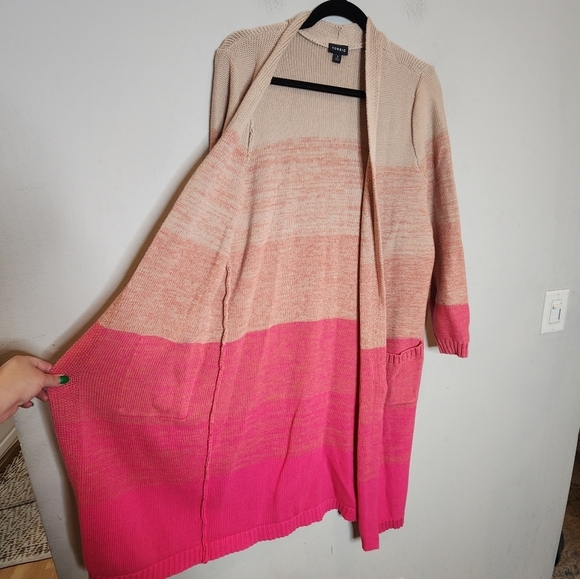 Torrid Pink Ombre Stripe Slouchy Duster Knit Sweater.  Size large (0) - Picture 12 of 16